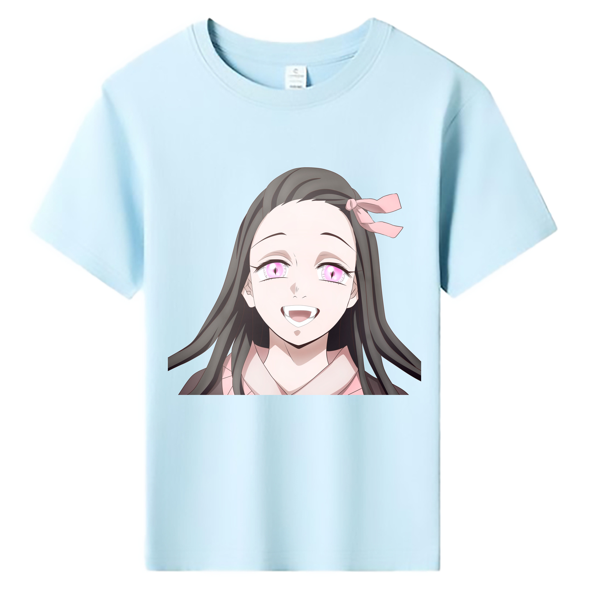 （画像用） 鬼滅の刃（きめつのやいば）竈門 禰󠄀豆子／かまど ねずこ Kamado Nezuko 綿100％キッズTシャツ（フロントプリント）